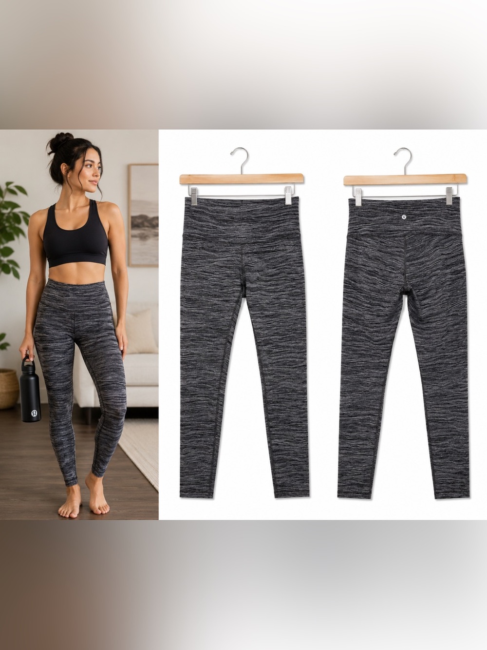 Lululemon Wunder Under High Rise Leggings Abstract Wave Print Size 6